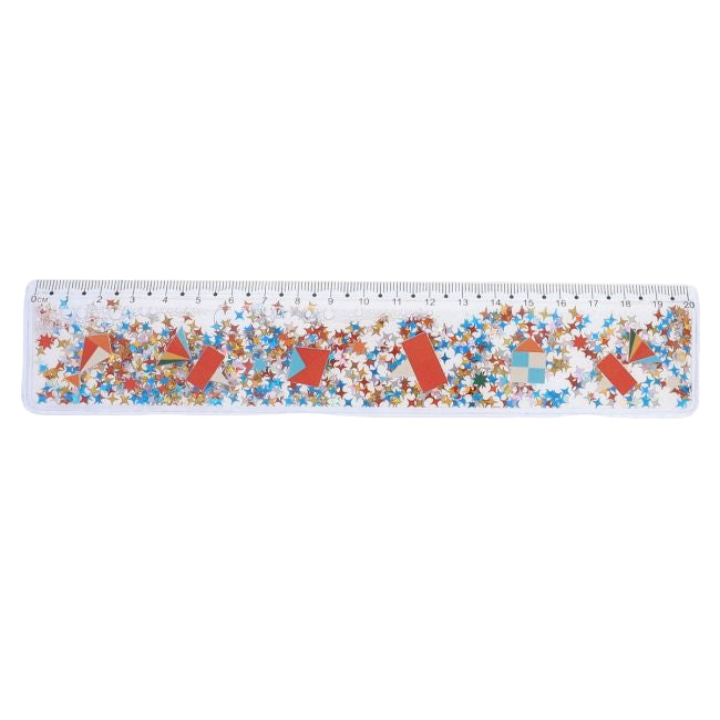 Transparent ruler with liquid glitter 20cm