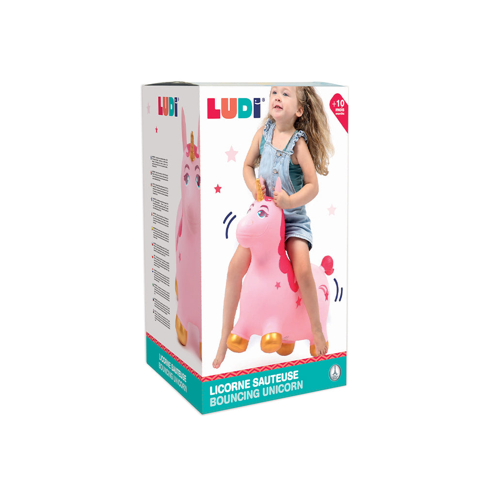 Παιδικό παιχνίδι φουσκωτό μονόκερος με ροζ χαίτη 24x61x53cm - Ludi 12M+