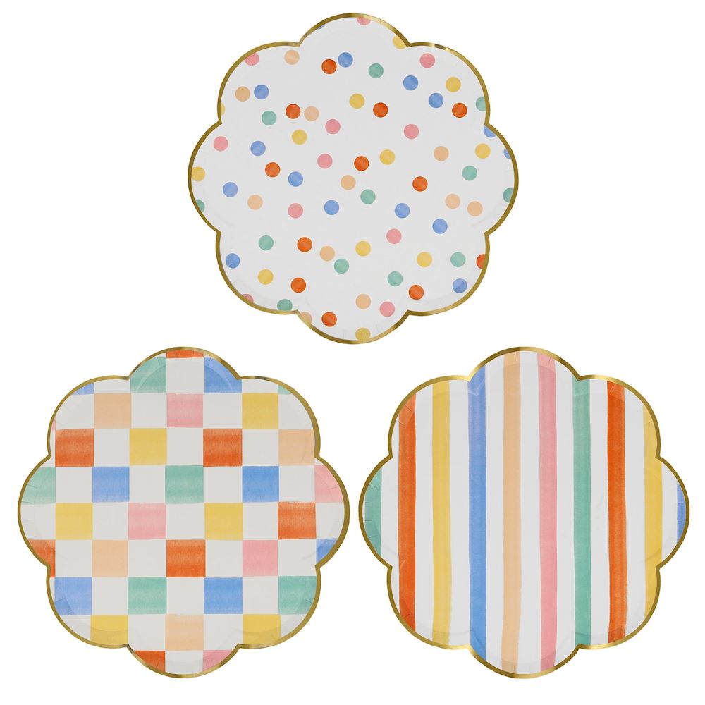 Paper Colorful Pattern Plates Meri Meri 8pcs