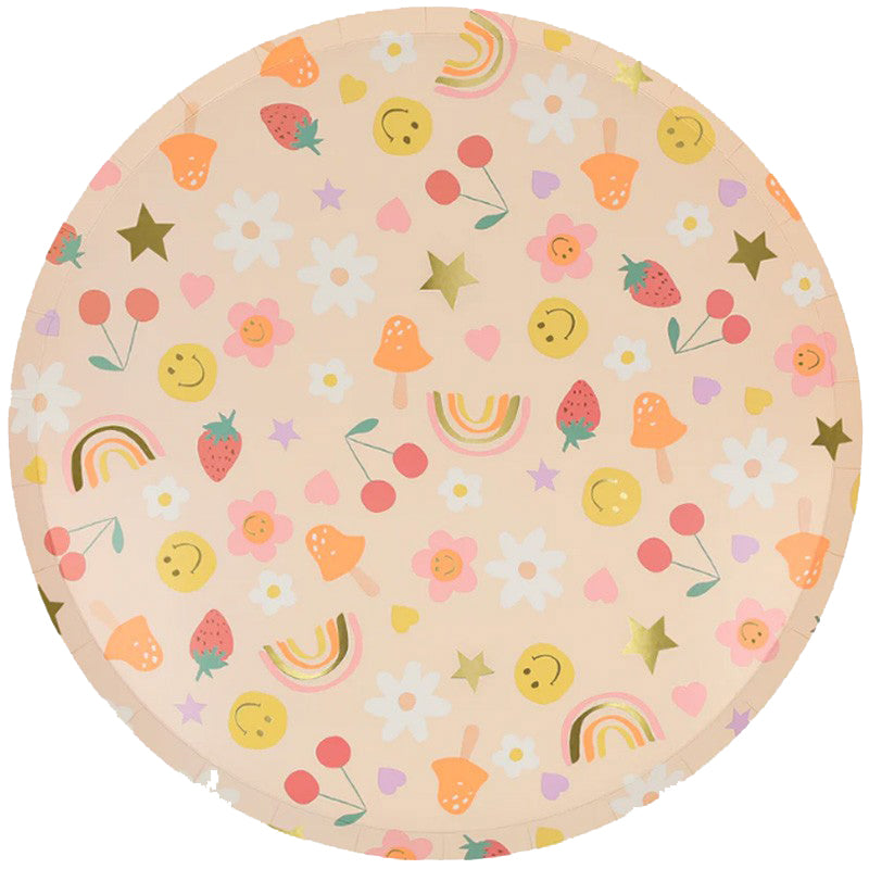 Paper dessert plates for parties Happy Face Icons  (8pcs) Meri Meri