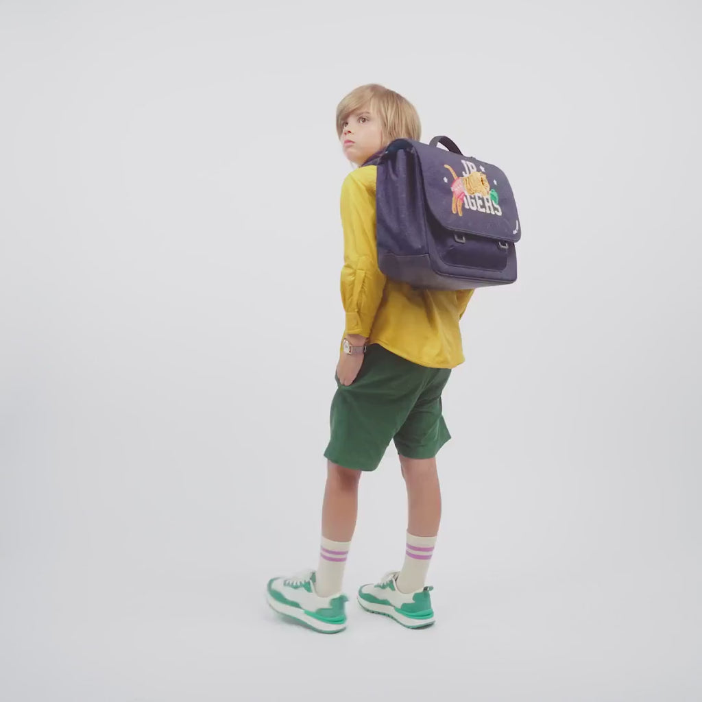 Retro school bag - It Bag Midi - Boxing Tiger (Navy melange) 30x38x15cm- 6Y+ Jeune Premier