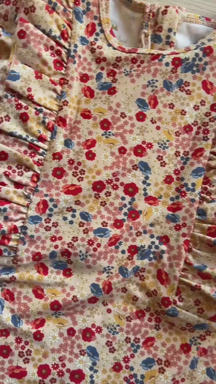 Παιδικό μακρυμάνικο ολόσωμο φλοράλ μαγιό onesie Villetta 6M-10Y Konges Slojd