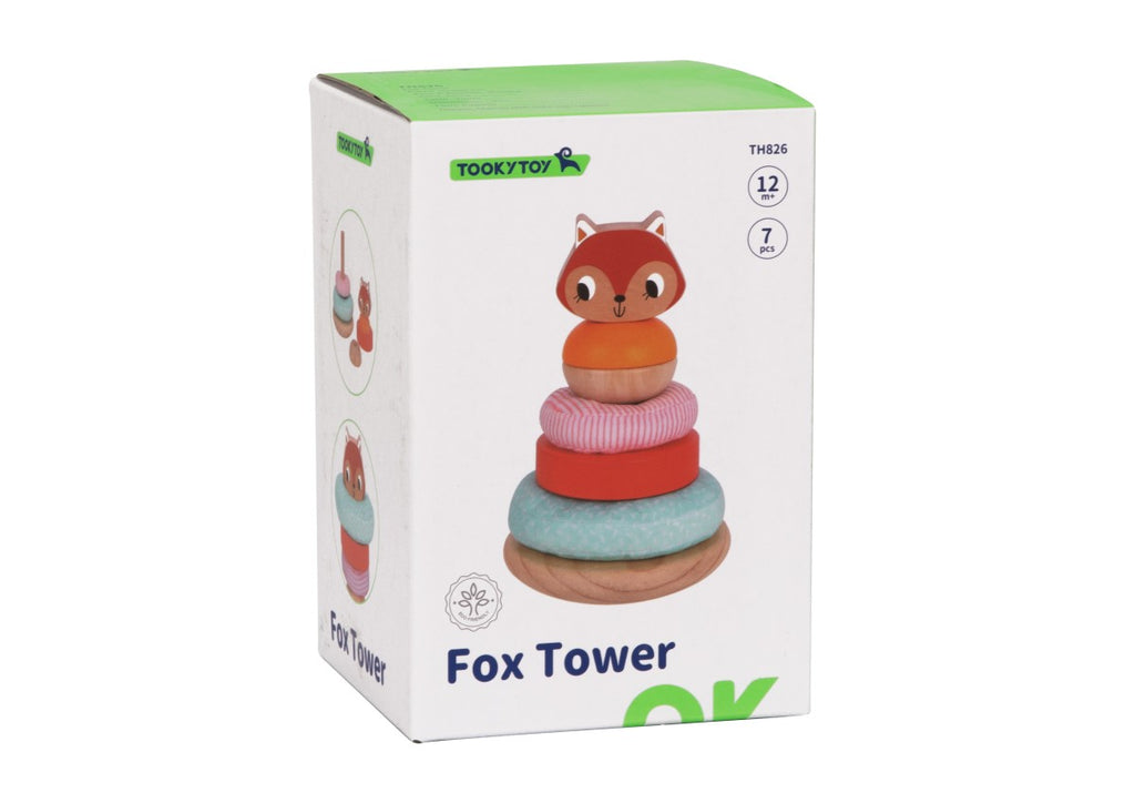 Παιδικό παιχνίδι πυραμίδα ταξινόμησης και ταλάντωσης από ύφασμα και ξύλο Αλεπού +12 μηνών 2x12x8cm Tooky Toys