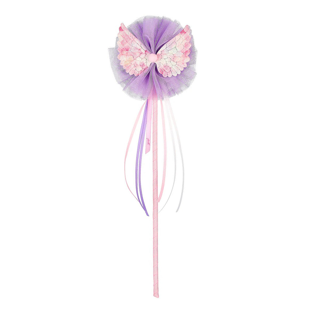 Kids Wand Guusje in lilac with butterfly and colorful ribbons  - Souza