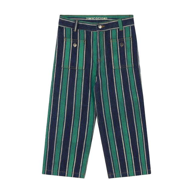 Παιδικό denim παντελόνι Retro Stripes Emerald 3-12 ετών Tinycottons
