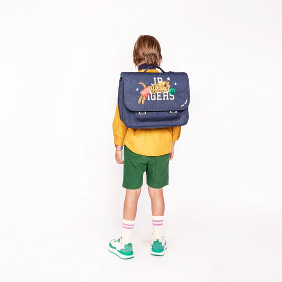 Retro school bag - It Bag Midi - Boxing Tiger (Navy melange) 30x38x15cm- 6Y+ Jeune Premier