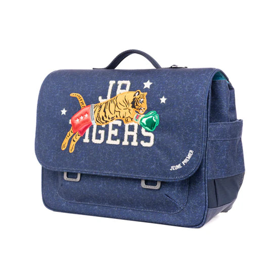 Retro school bag - It Bag Midi - Boxing Tiger (Navy melange) 30x38x15cm- 6Y+ Jeune Premier