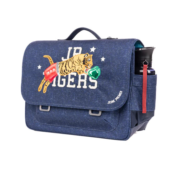 Retro school bag - It Bag Midi - Boxing Tiger (Navy melange) 30x38x15cm- 6Y+ Jeune Premier
