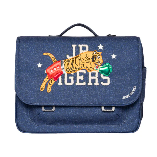 Retro school bag - It Bag Midi - Boxing Tiger (Navy melange) 30x38x15cm- 6Y+ Jeune Premier