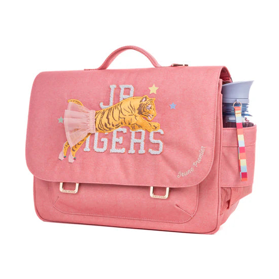 Retro school bag - It Bag Midi - Tutu Tiger (Pink melange) 30x38x15cm- 6Y+ Jeune Premier