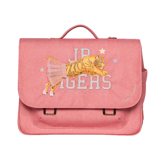 Retro school bag - It Bag Midi - Tutu Tiger (Pink melange) 30x38x15cm- 6Y+ Jeune Premier