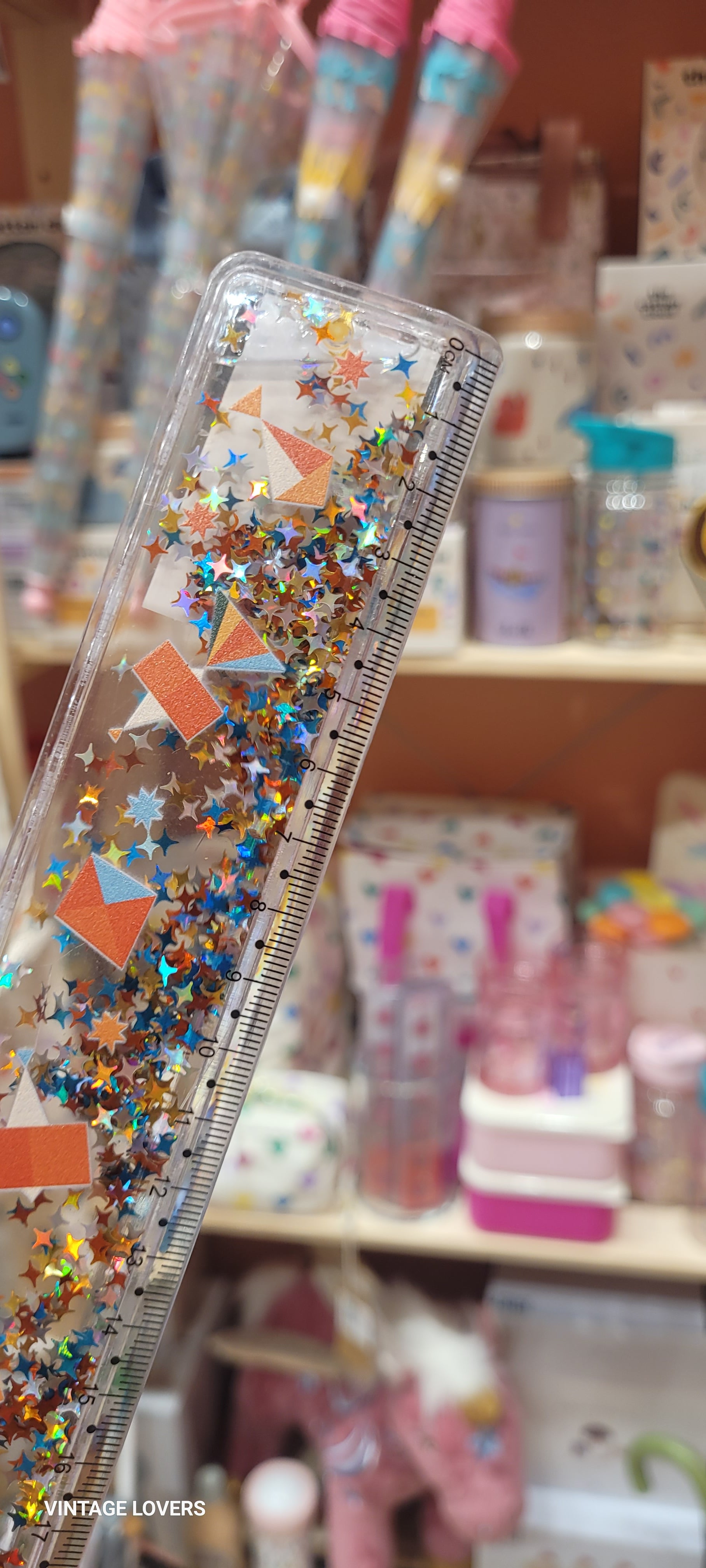 Transparent ruler with liquid glitter 20cm