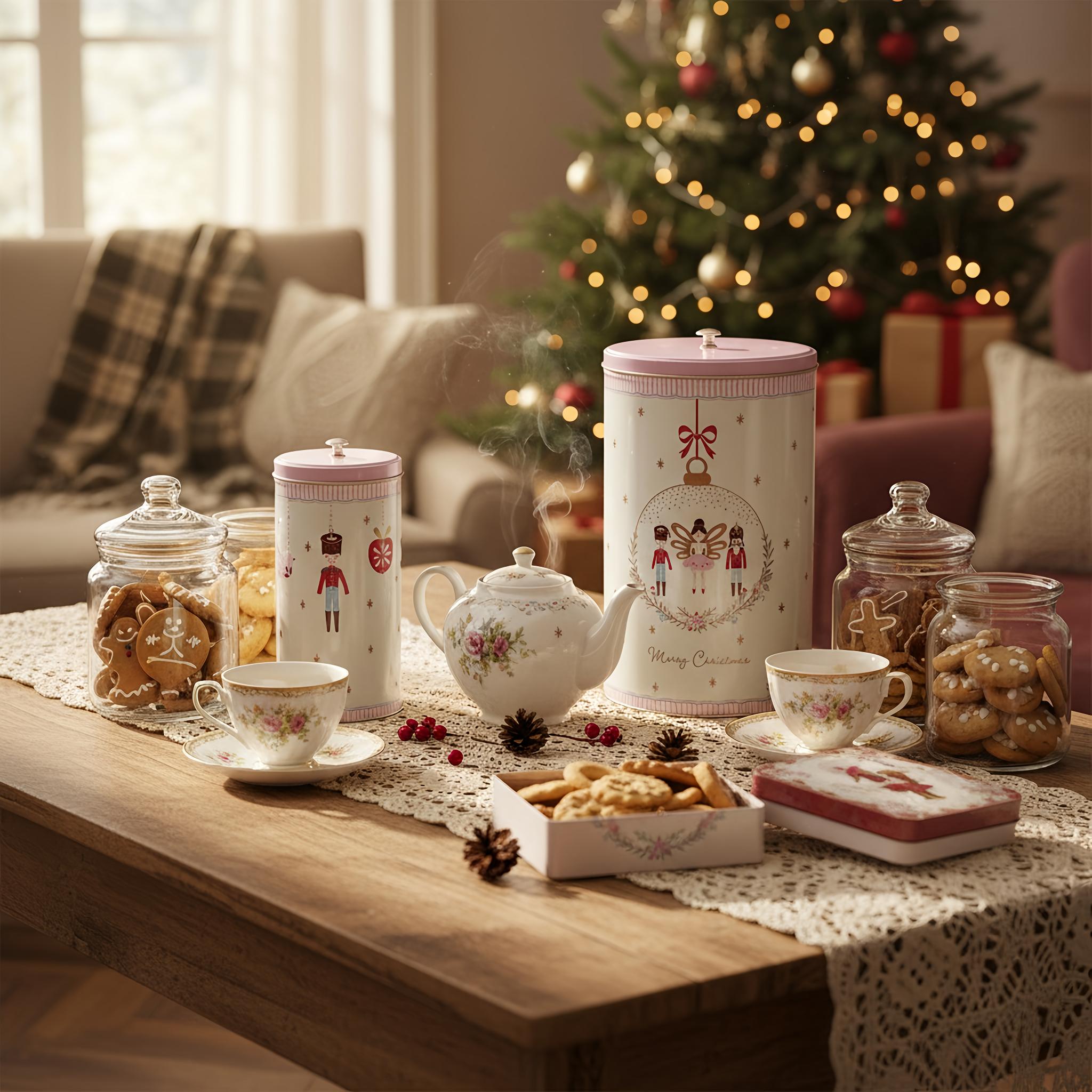 Set of 2pcs Round box tall Cindarella white - Christmas Decoration