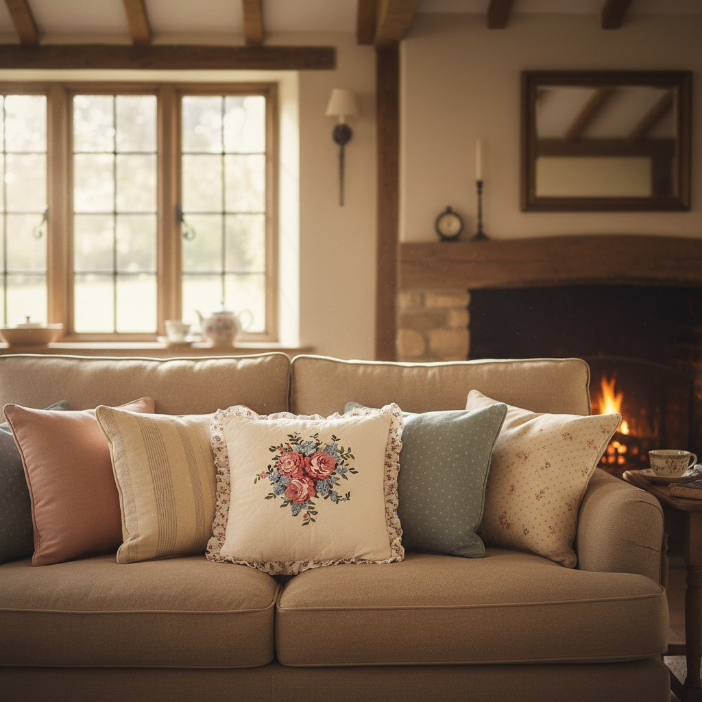 Cushion cover Laura white with embroidery 40x40cm