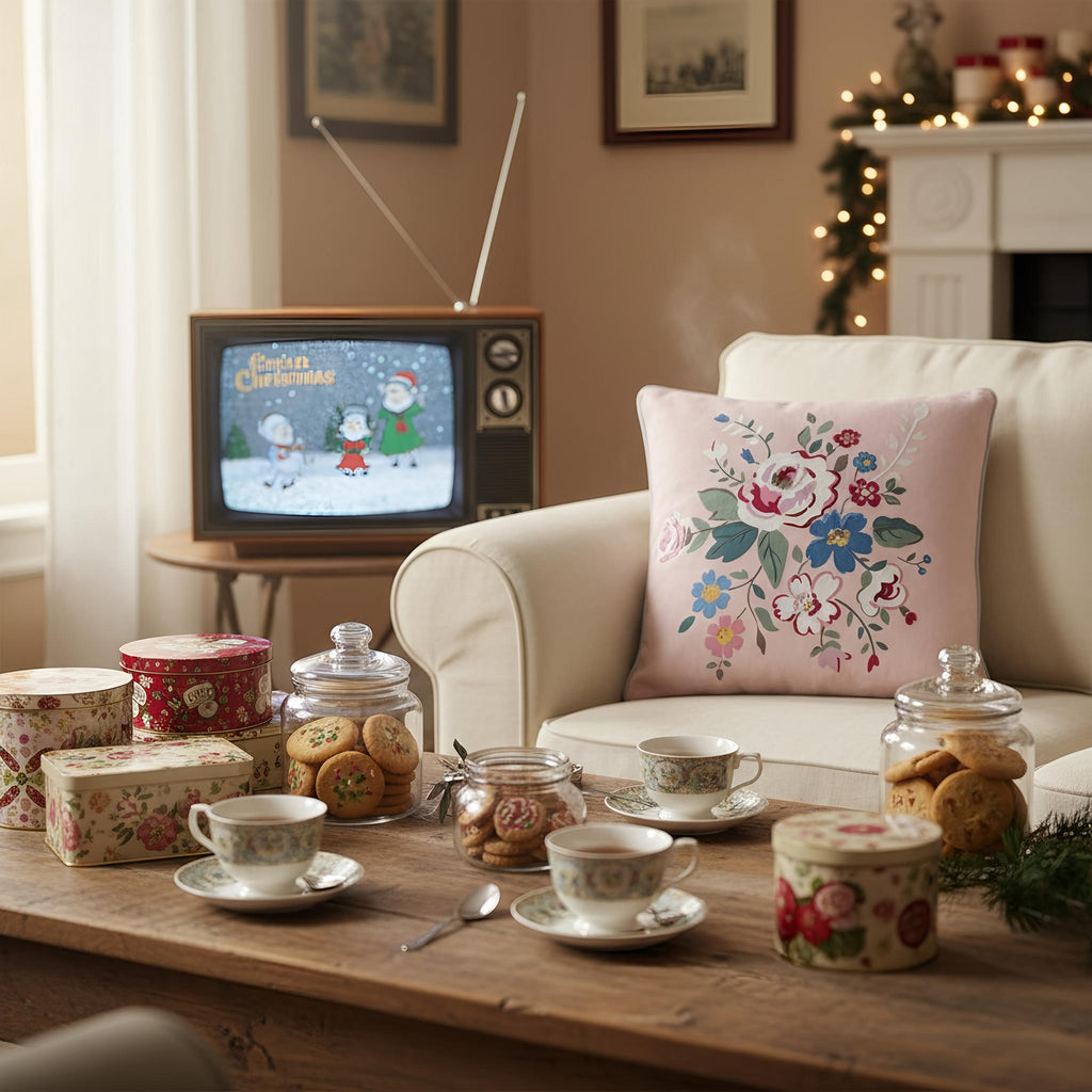 Ρετρο Φλοράλ Διακοσμητικό Μαξιλάρι 50x50cm