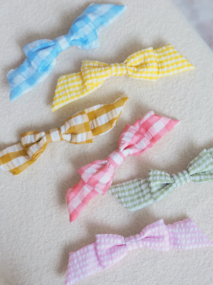 Kid's gingham hair bows-Set of 6-Meri Meri