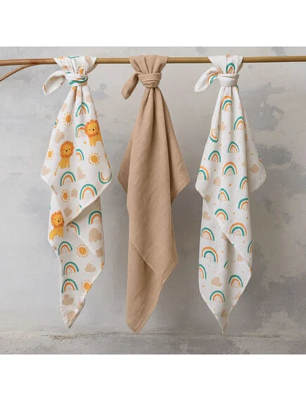 BabyOno Muslin Comfort Cloths – Set of 3, 70 × 70 cm