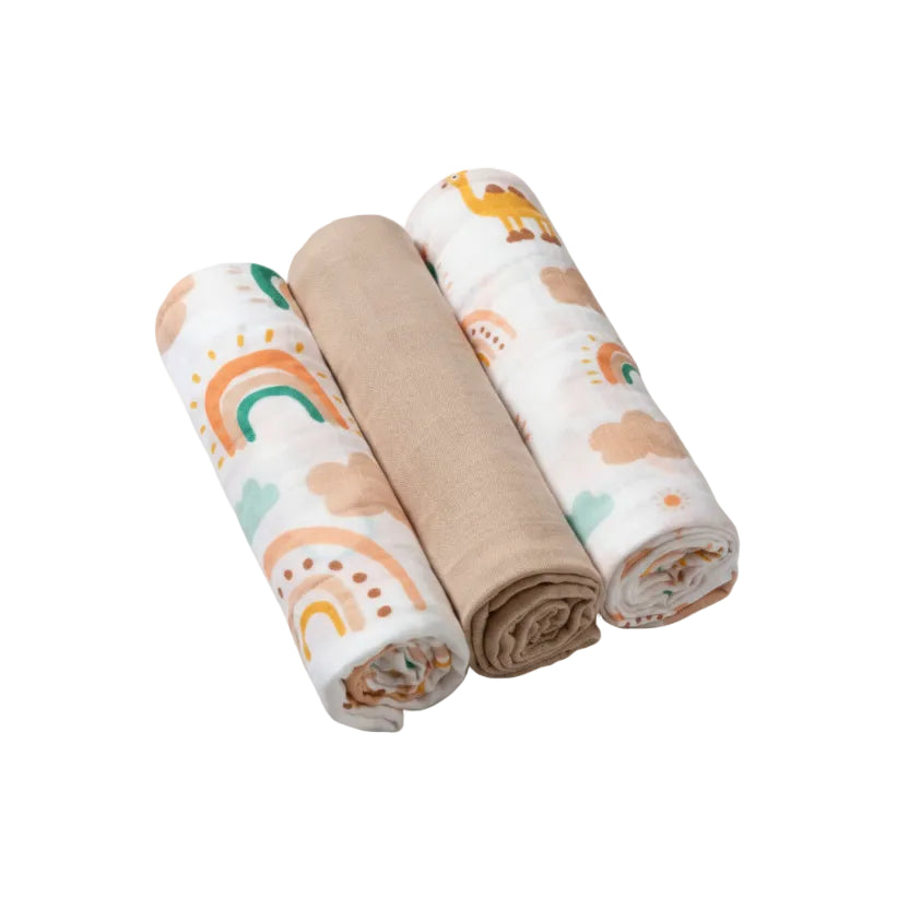 BabyOno Muslin Comfort Cloths – Set of 3, 70 × 70 cm