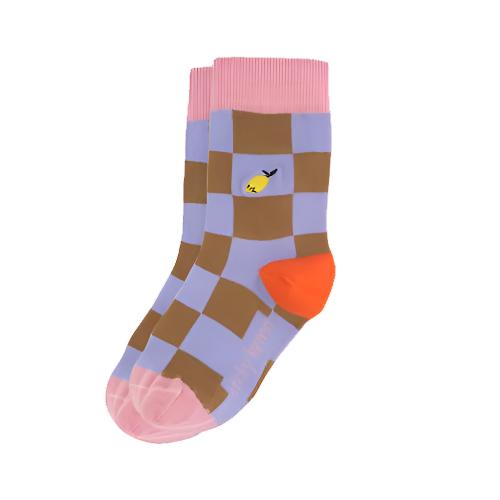 Βαμβακερές κάλτσες σκακιέρα farmhouse checkboard soil νούμερα από 22 έως 41 Sticky Lemon