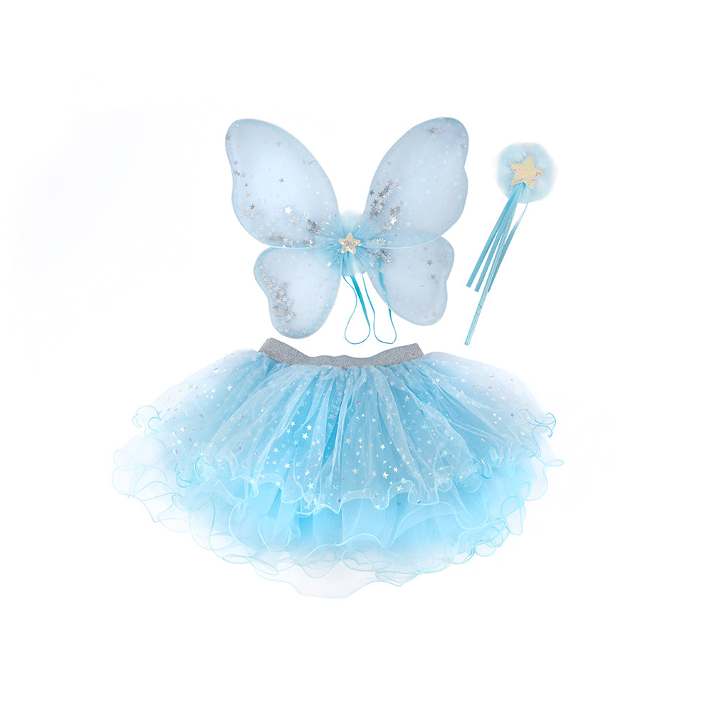 Παιδική στολή Γαλάζια Νεράιδα με φούστα tutu φτερά και ραβδί 3-6 ετών Great Pretenders
