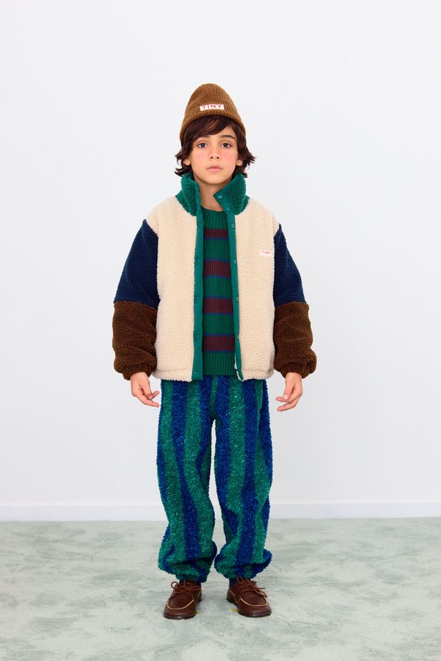 Παιδικό Μπουφάν Sherpa Color Block Dark green  3-12Y Tinycottons