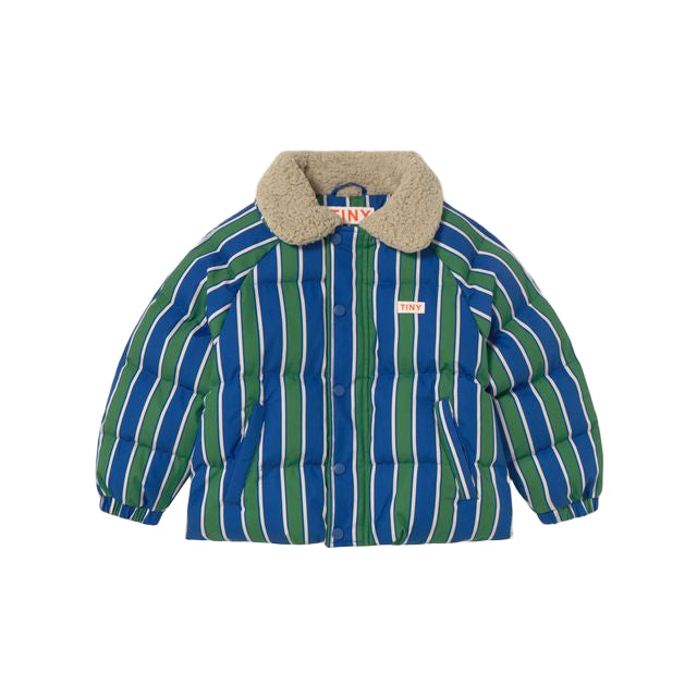 Kids Padded Jacket Retro Stripes blue green 4-12Y Tinycottons