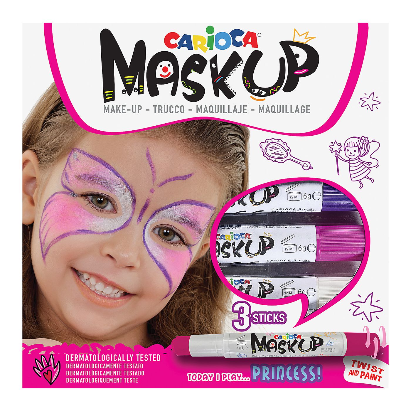 Carioca Face Paints 3 pieces Maskup (purple-pink-white)