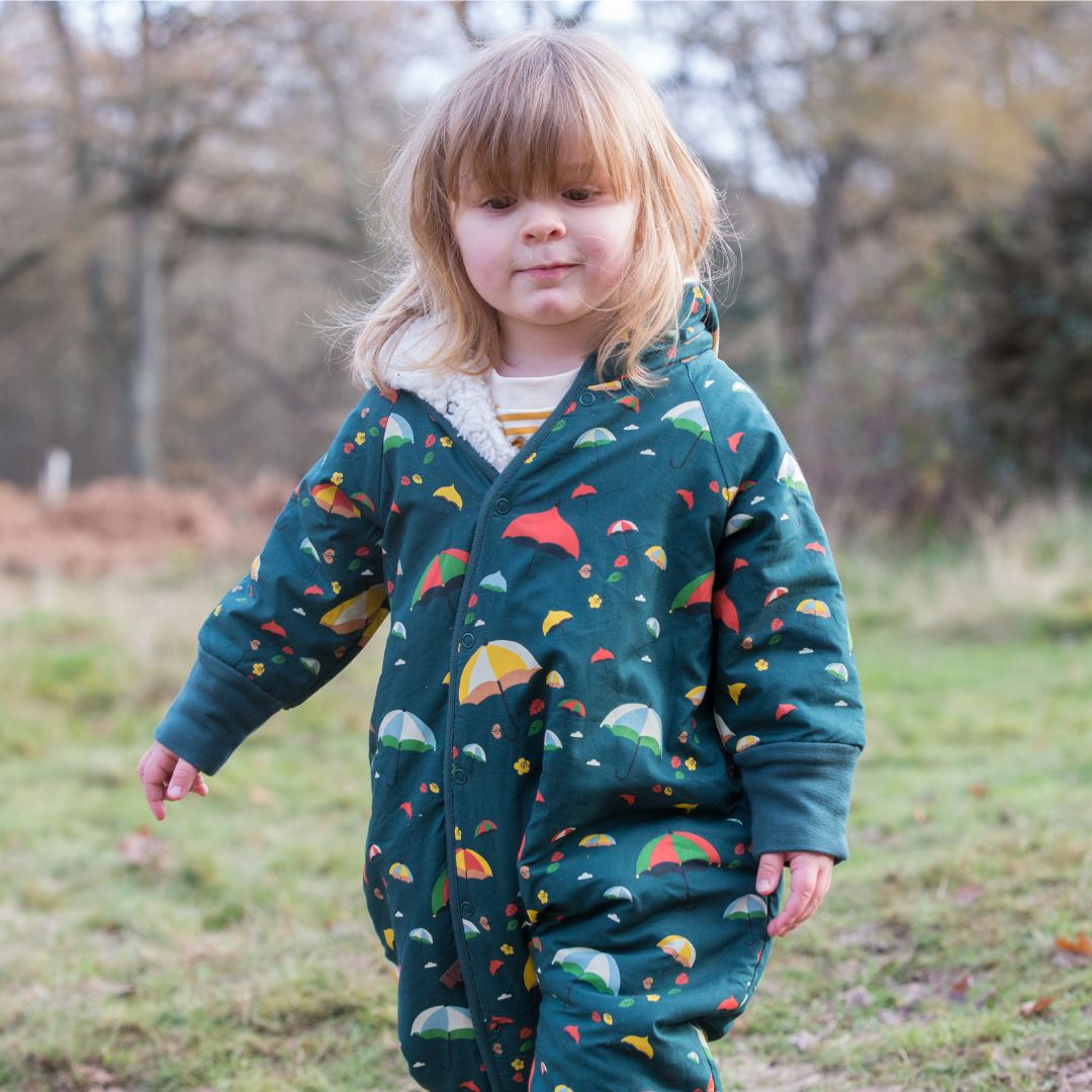 Βρεφική ολόσωμη φόρμα με επένδυση Sherpa-σχέδιο ομπρέλες