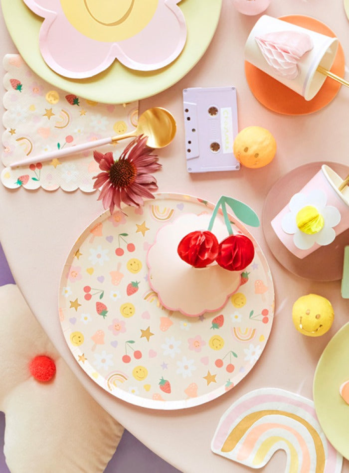 Paper dessert plates for parties Happy Face Icons  (8pcs) Meri Meri