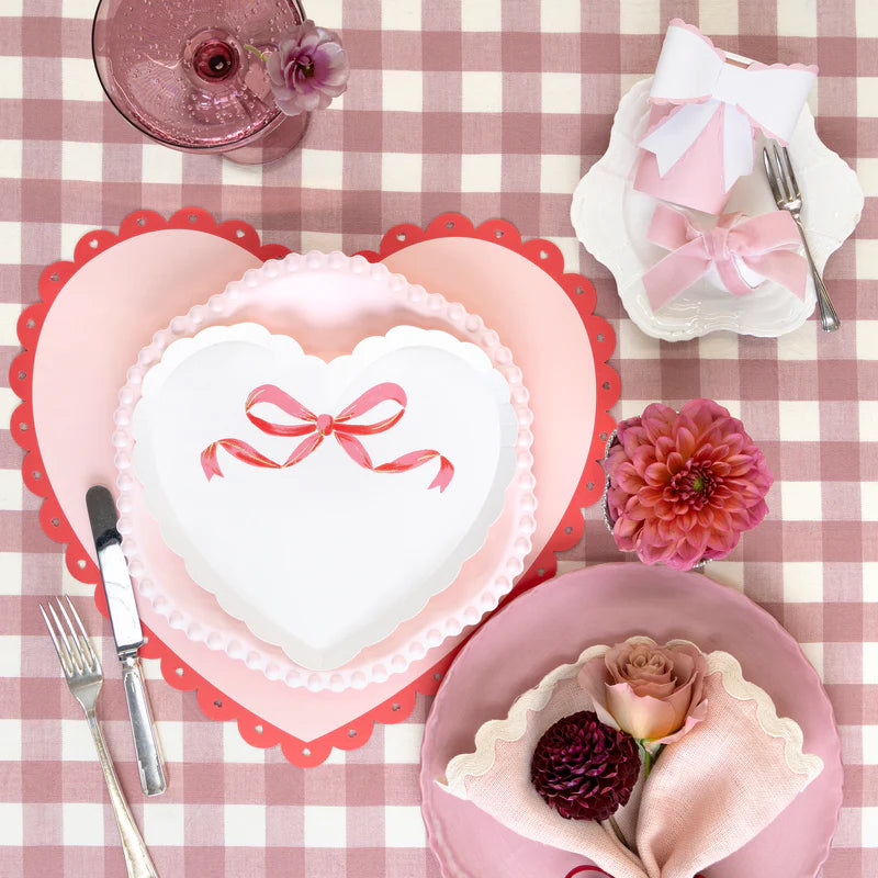 Heart shaped paper plates with ribbons 8pcs Meri Meri