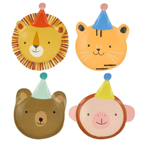 Meri Meri Animal Parade Die Cut Plates (x8)