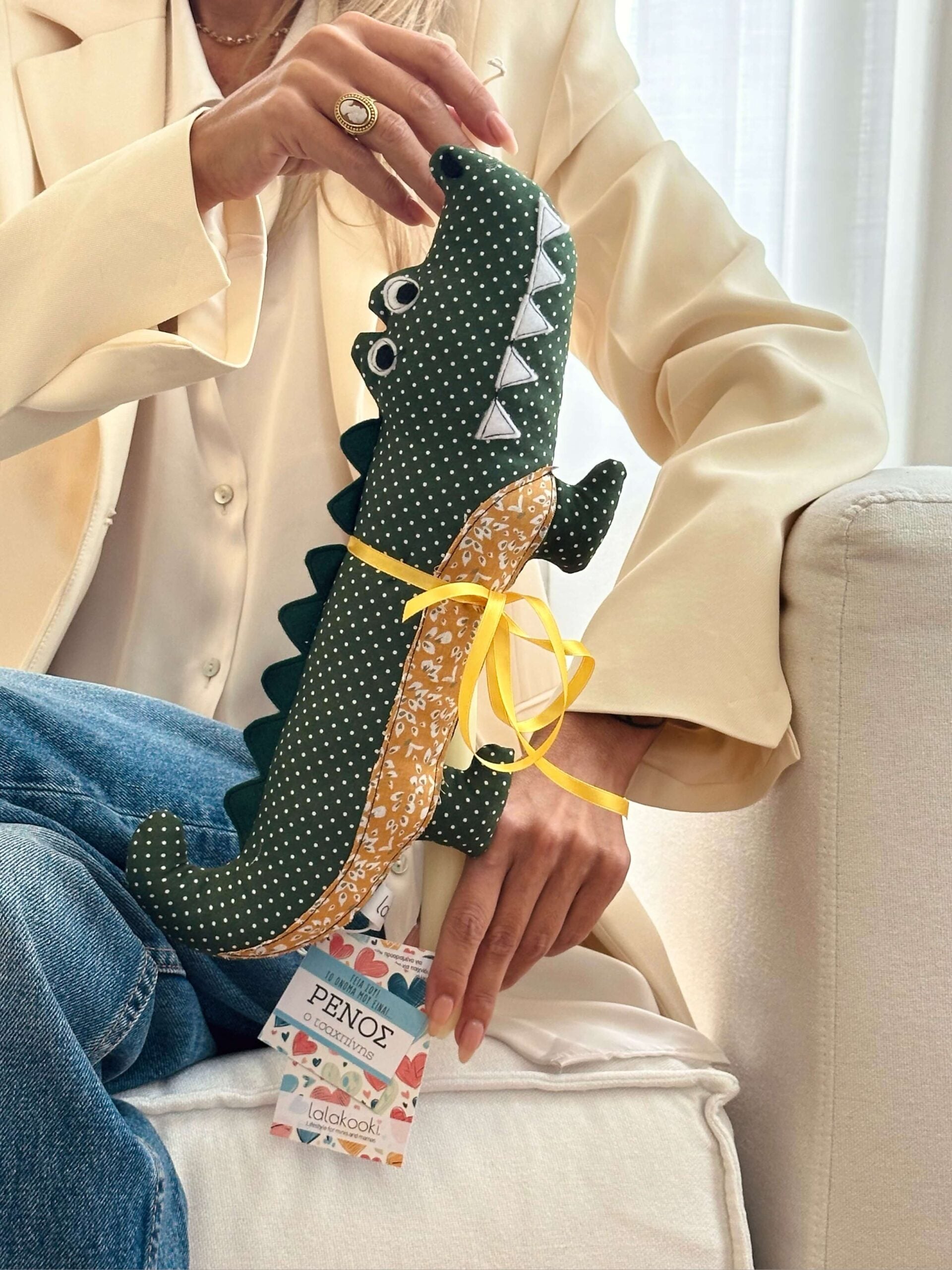 Χειροποίητη Πασχαλινή λαμπάδα Πράσινος Κροκόδειλος Ρένος ο τσαχπίνης