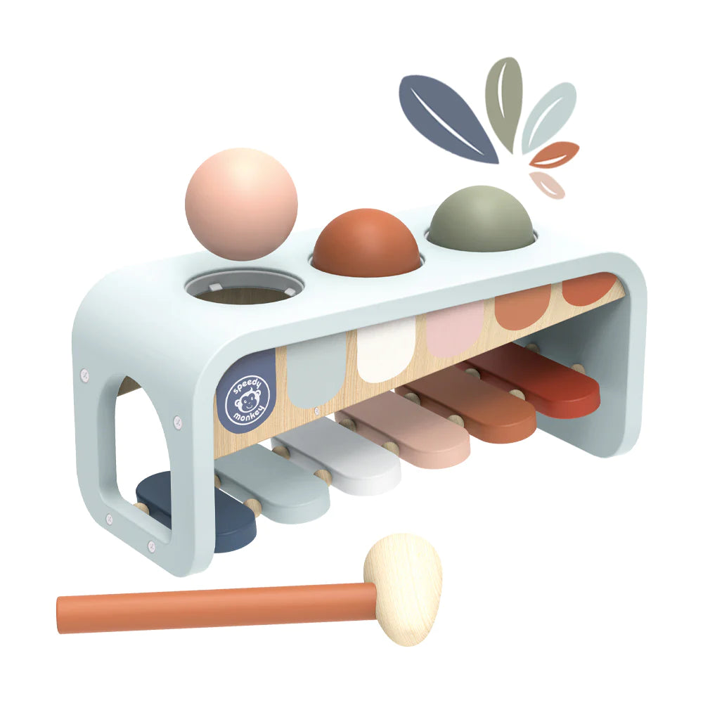 Ξύλινο παιδικό παιχνίδι πάγκος-ξυλόφωνο Tap Tap 12+μηνών Speedy Monkey
