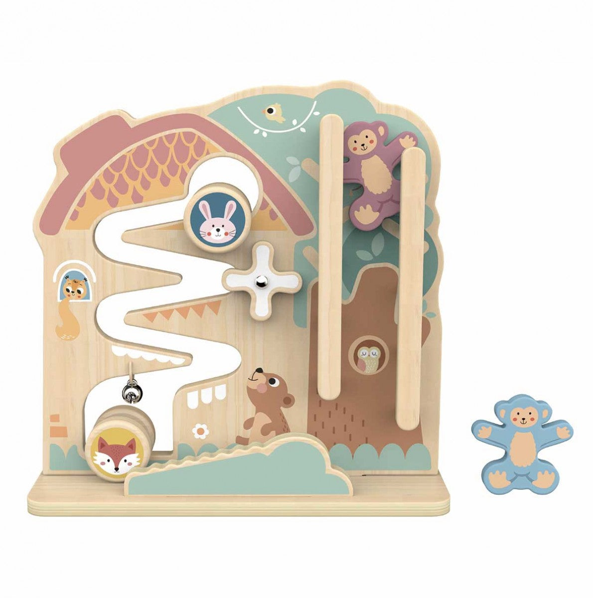 Ξύλινο παιδικό παιχνίδι πίνακας δραστηριοτήτων 2 σε 1 παστέλ 18+ μηνών 29.6x6x30.5cm Tooky Toy