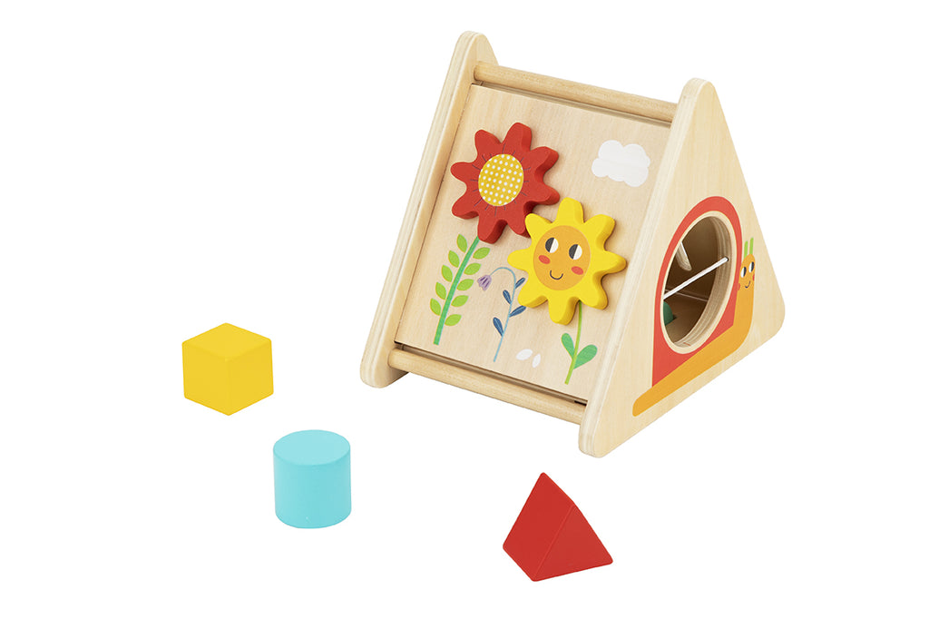 Ξύλινο παιδικό παιχνίδι πυραμίδα δραστηριοτήτων Διάστημα 12+ μηνών 18,5x14x16cm Tooky Toy