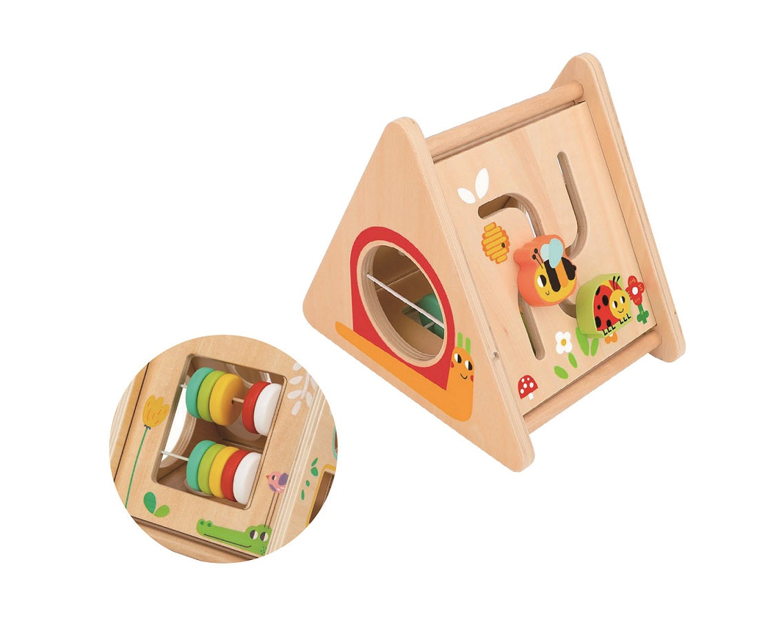 Ξύλινο παιδικό παιχνίδι πυραμίδα δραστηριοτήτων Διάστημα 12+ μηνών 18,5x14x16cm Tooky Toy