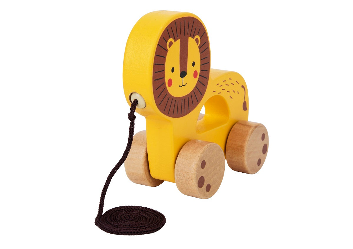 Wooden children's sliding toy Lion 18m+ 14.8x16.2x6.5cm Tooky Toy