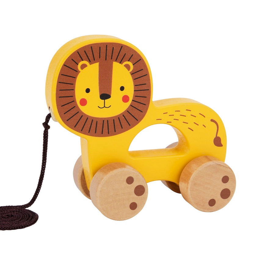 Wooden children's sliding toy Lion 18m+ 14.8x16.2x6.5cm Tooky Toy