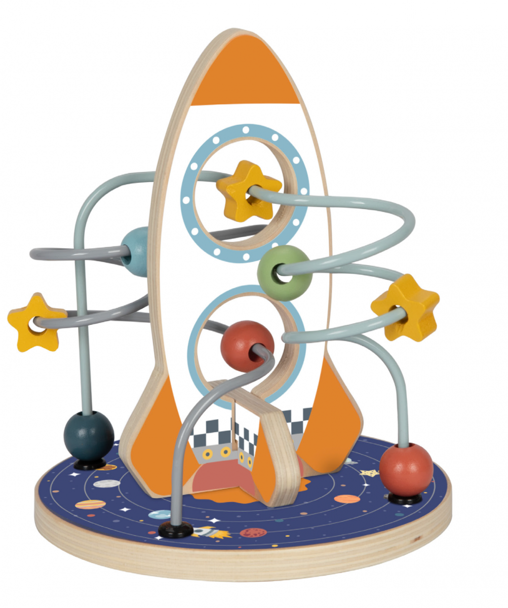 Ξύλινο παιδικό παιχνίδι προγραφής λαβύρινθος πύραυλος +24 μηνών 6x16x18,7cm Tooky Toy