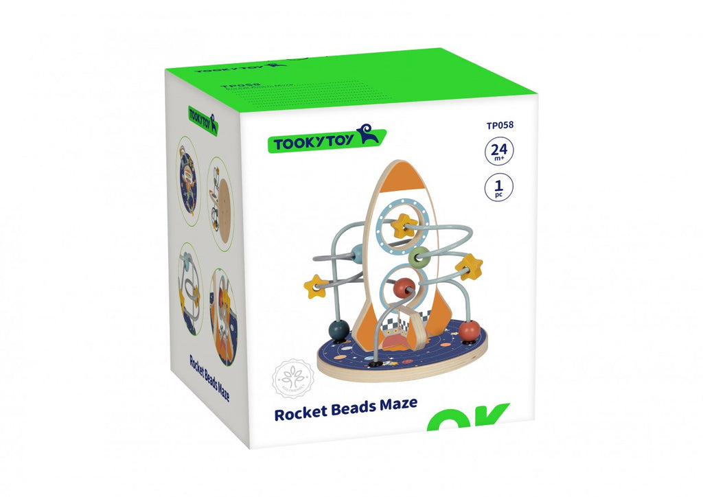 Wooden rocket toy for children +24 months 6x16x18.7cm Tooky Toy