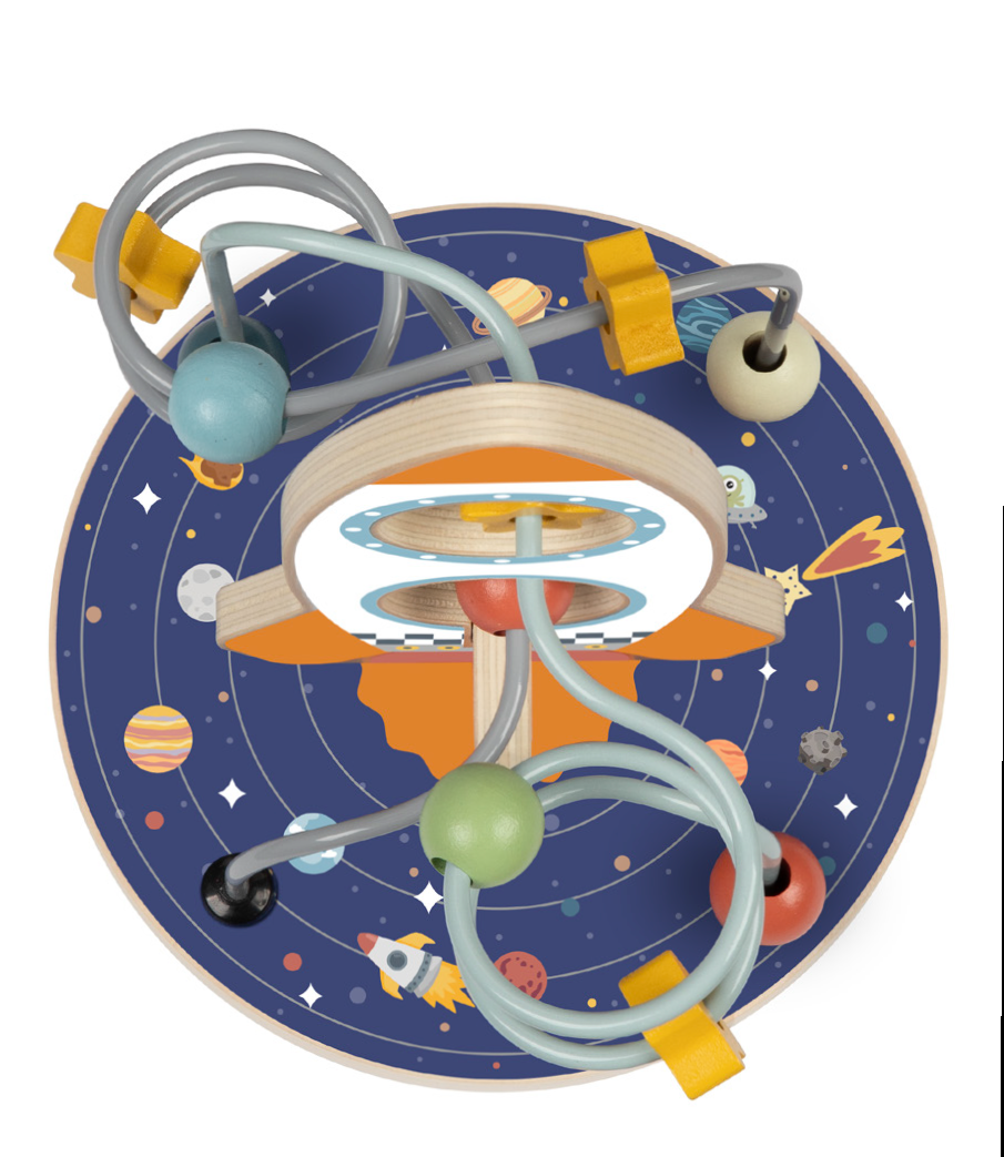 Ξύλινο παιδικό παιχνίδι προγραφής λαβύρινθος πύραυλος +24 μηνών 6x16x18,7cm Tooky Toy