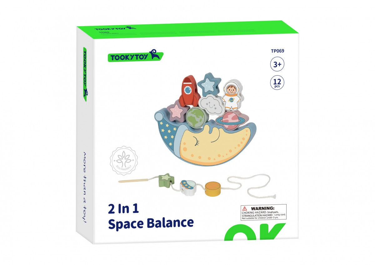 Ξύλινο παιδικό παιχνίδι ισορροπίας 2-σε-1 Διάστημα +3 ετών 82,4x54x28 cm Tooky Toy