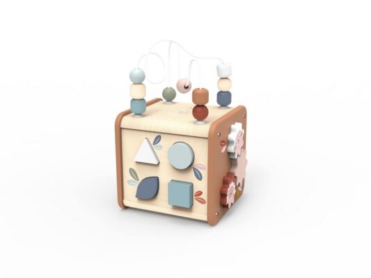 Speedy Monkey 5 in 1 Wooden Activity Cube Children's Toy - 20x20x34cm 12+ Months