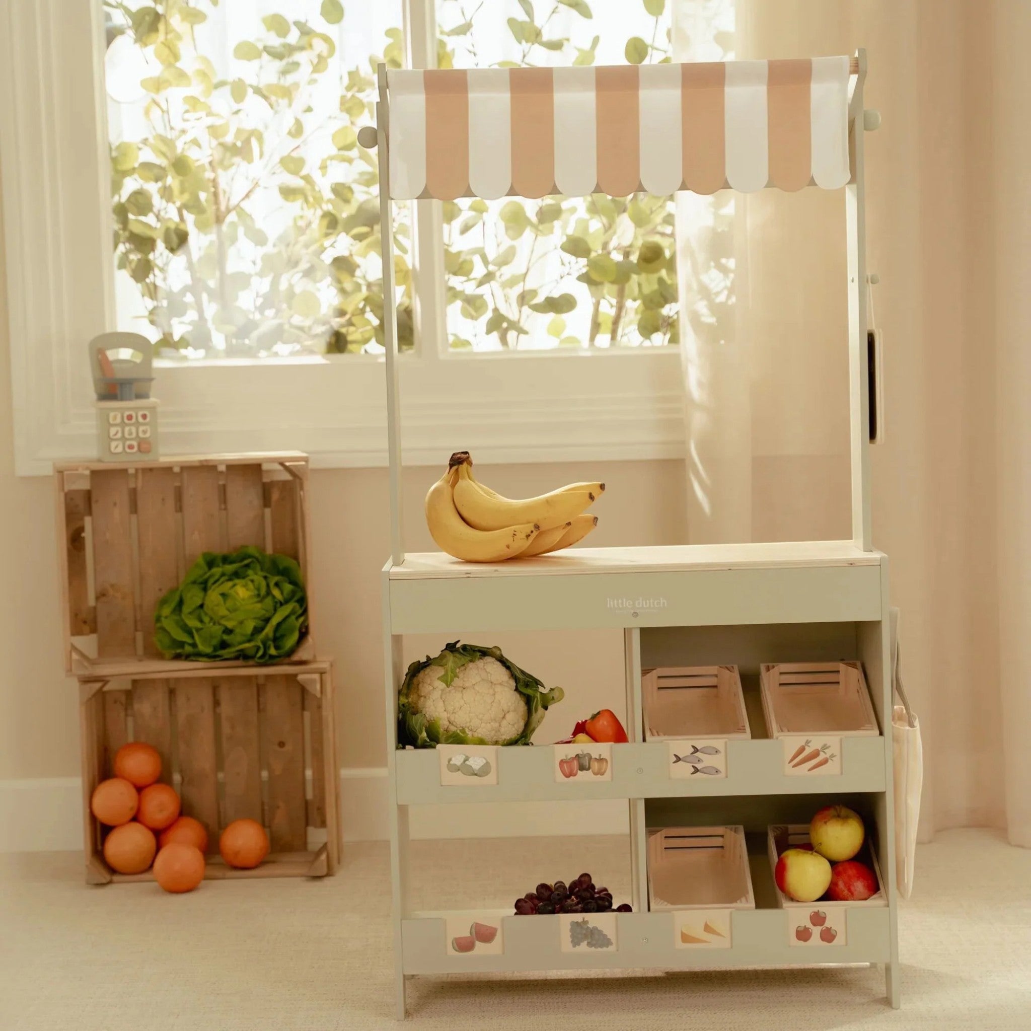 Wooden kid's toy Market Stall 110x24x66.6 cm 3+ years Little Dutch