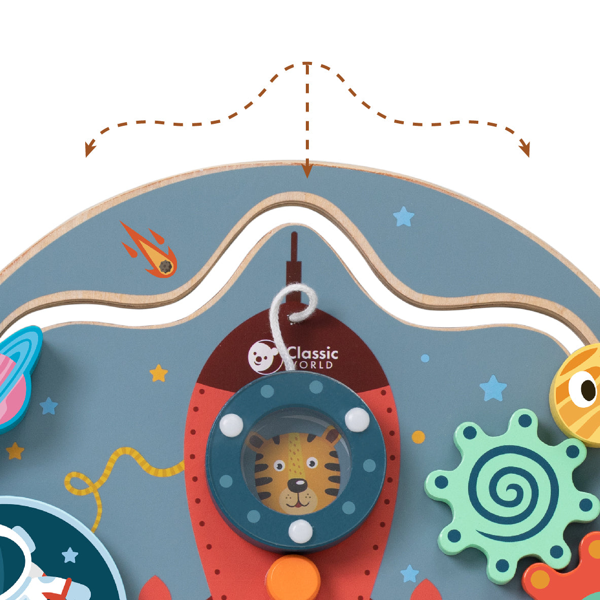 Wooden children's toy activity board Rocket 12+ months 