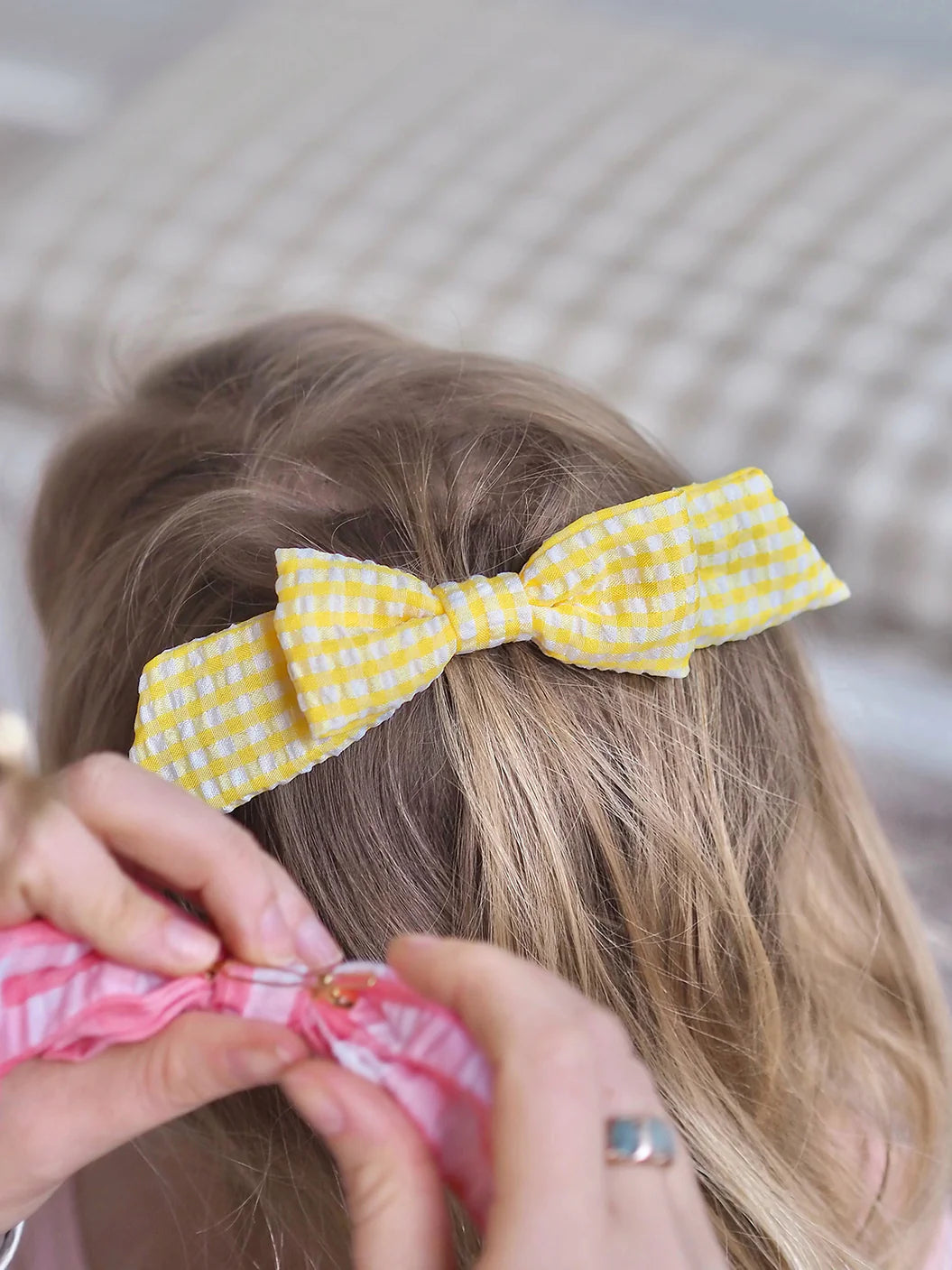 Kid's gingham hair bows-Set of 6-Meri Meri