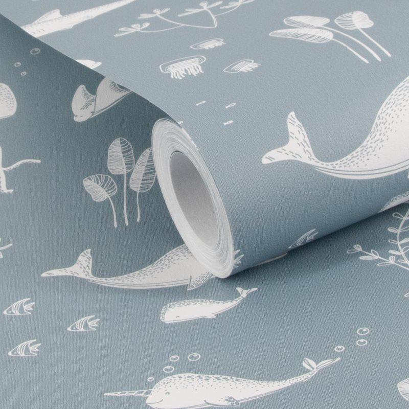 Non-Woven Wallpaper Ocean Blue 53cm x 10 meters  Little Dutch