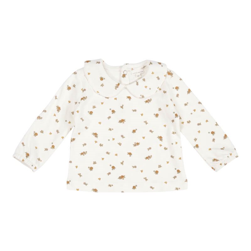 Kid's t-shirt long sleeves with round collar White Blossom 0-18m Little Dutch 