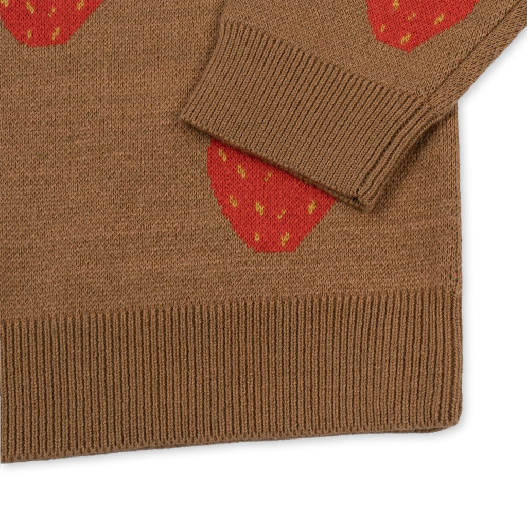Children's Strawberry Brown Jacquard Knitted Sweater - 6M-10Y Konges Slojd