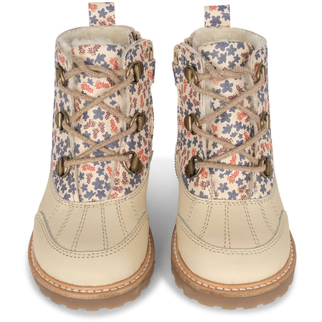 Παιδικές φλοραλ μπότες με γουνάκι Champ Blue 21-35 Konges Slojd
